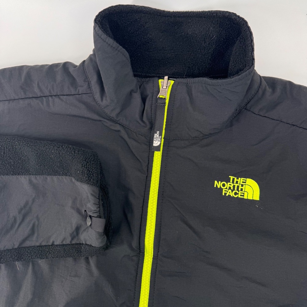 The North Face Denali Fleece Jacket Boys XL 18/20 Black Neon Green Full Zip